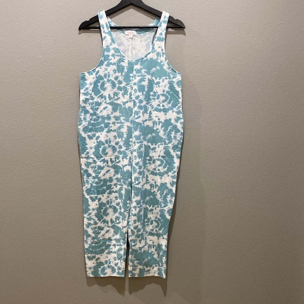 Colsie Blue Tie Dye Cropped Jumpsuit Size XS